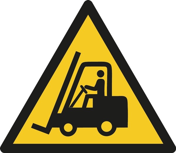 Warnung vor FlurfÃ¶rderfahrzeugen Warnschilder DIN 4844, 12,5 mm