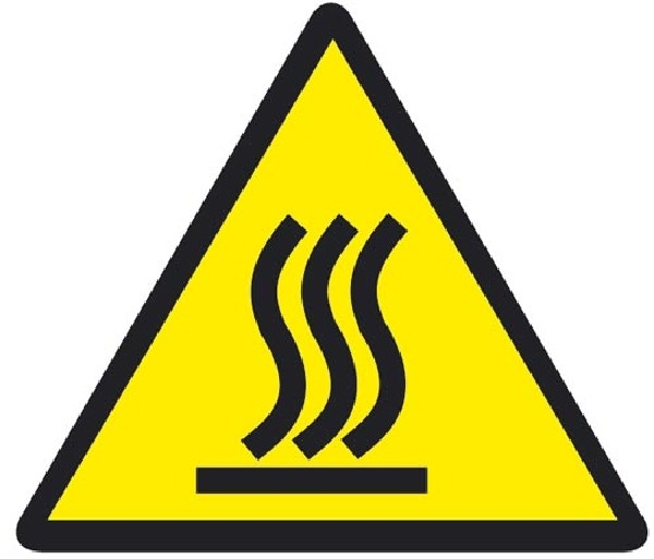 Warnung vor heiÃer OberflÃ¤che Warnschilder DIN 4844, 12,5 mm