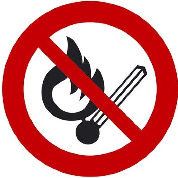 Feuer, offenes Licht u Rauchen verboten Verbotsschilder DIN 4844, 30 mm