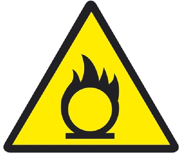 Warnung vor brandfÃ¶rdernden Stoffen Warnschilder DIN 4844, 12,5 mm