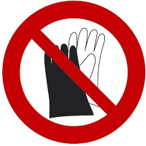 Schutzhandschuhe tragen verboten Verbotsschilder DIN 4844, 30 mm