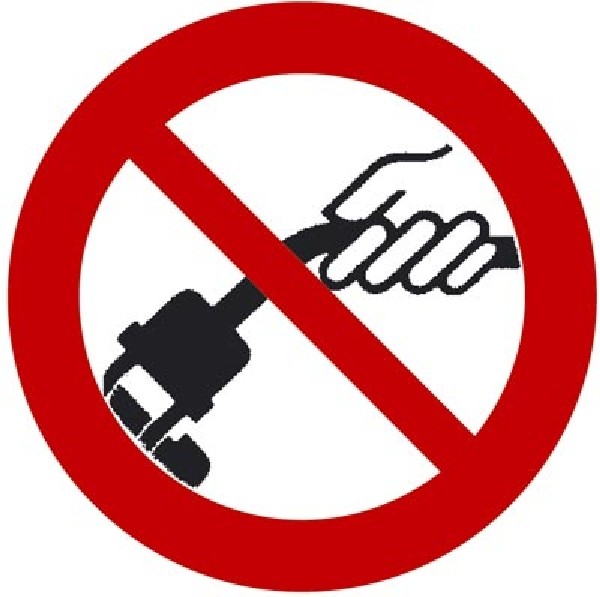Am Kabel ziehen verboten Verbotsschilder DIN 4844, 30 mm