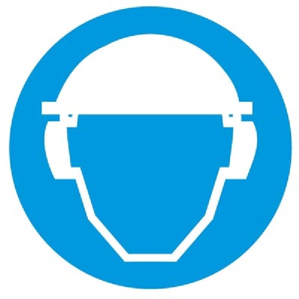 Kopf- und Gehörschutz benutzen Gebotsschilder DIN 4844, 30 mm